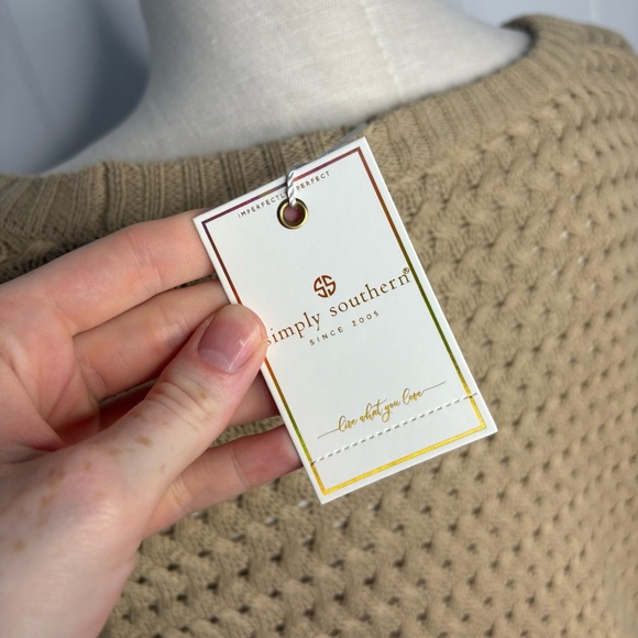 NWT Simply Southern Snap Sweater Beige Fall Spring Knit Women’s Size Large - Picture 7 of 9